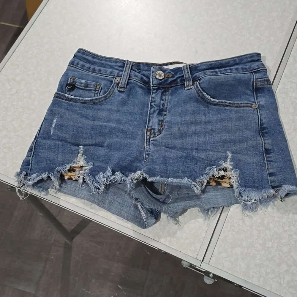 Kancan Denim Shorts Women's Small Blue Distressed - Picture 13 of 15